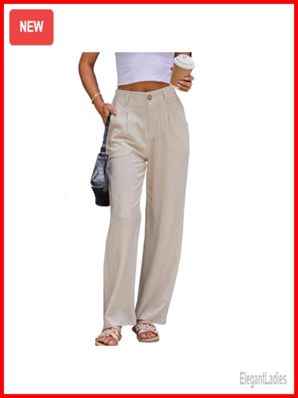 Linen Dressy Work Casual Pants Business Wide Leg Trouser